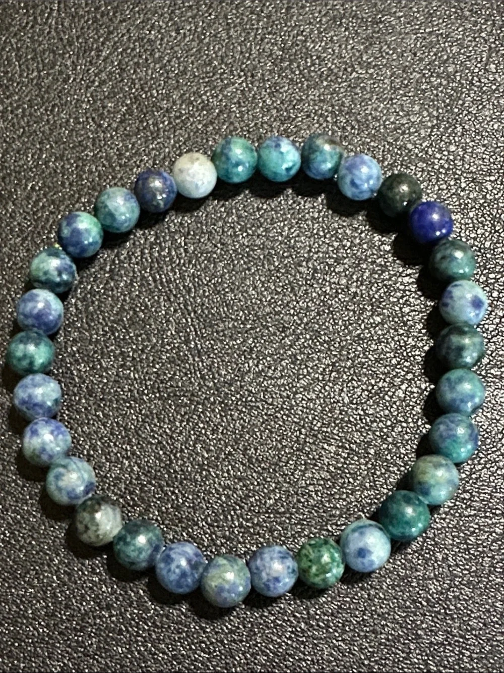 Azurite Malachite K2 Jasper Natural Stone Beaded Stretch Bracelet - 6.5mm